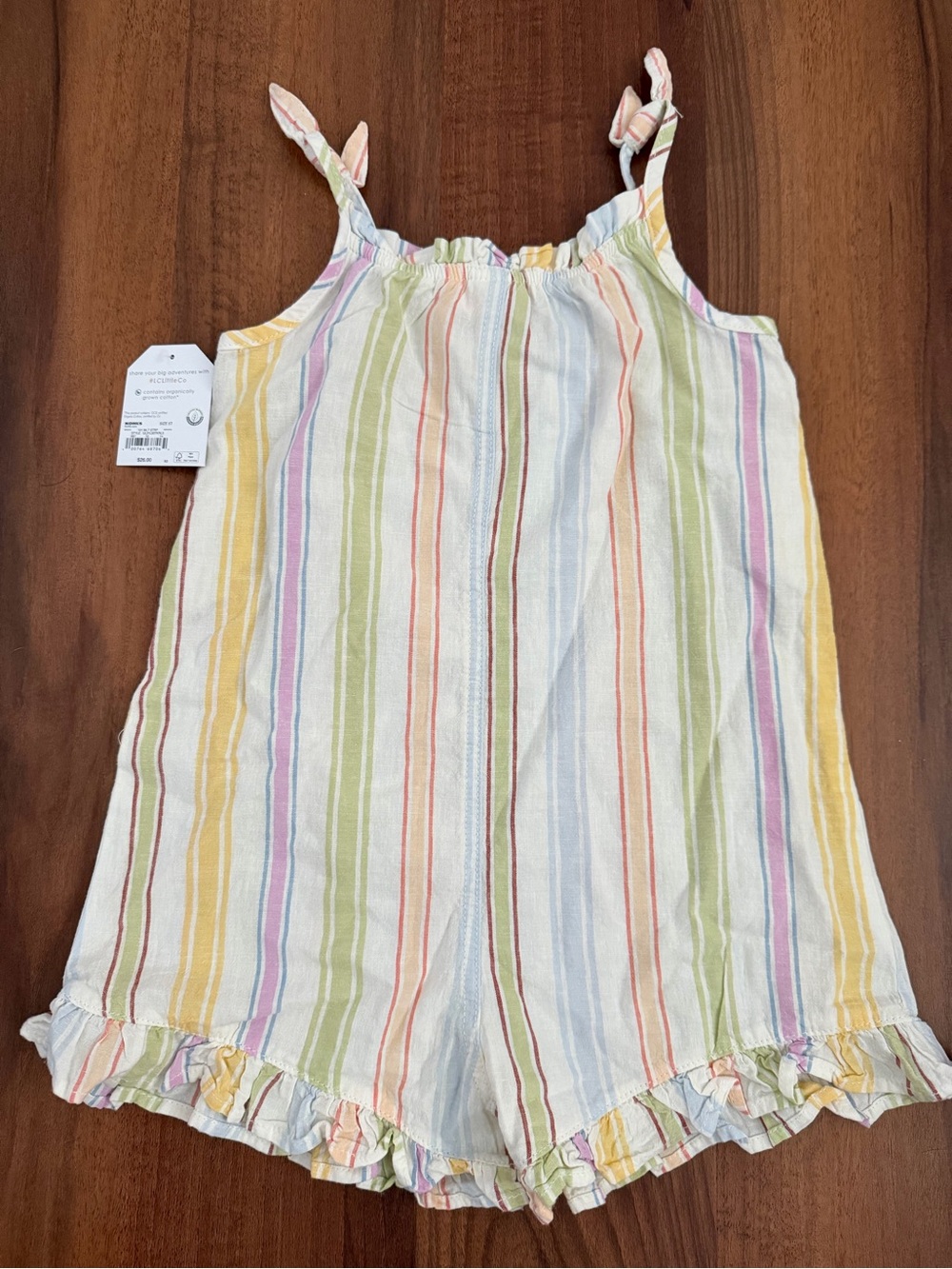 Little Co. Girls' Pastel Multicolor Stripe Tank Romper, 5T